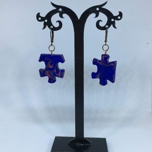 Unique Handmade Polymer Clay Puzzle Piece Earrings
